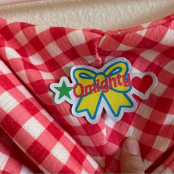 NWT! Omighty Gingham pointelle top in red checker print - Picture 7 of 11